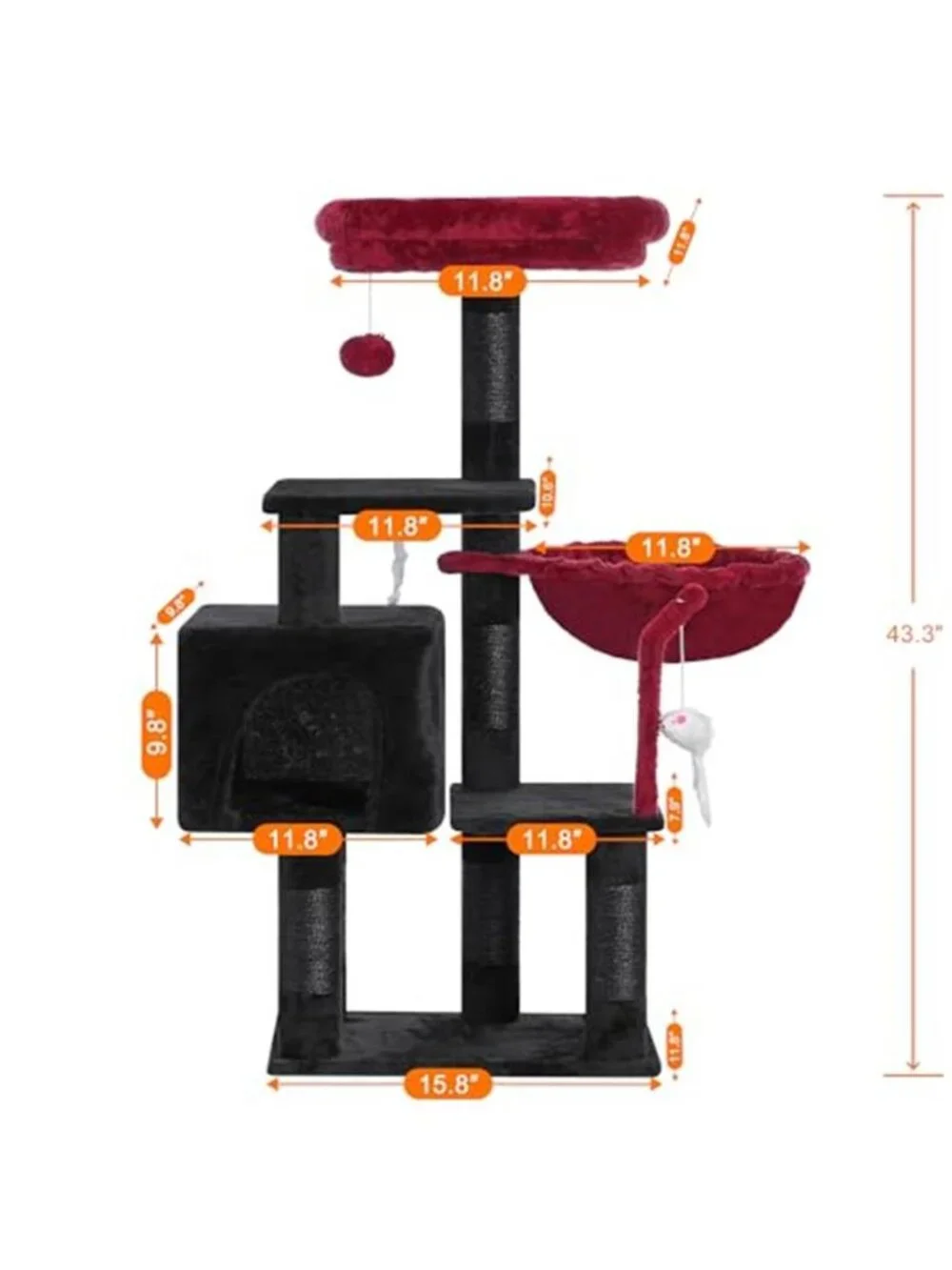 Cat Tree with Toy Cat Tower for Indoor Cats, 43.3 inch